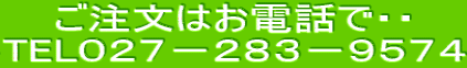 ご注文はお電話で・・ TEL０２７－２８３－９５７４